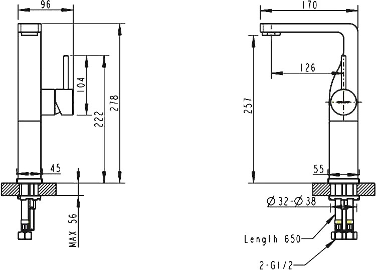 Смеситель для раковины Bravat Arc F16061K-A2-ENG хром