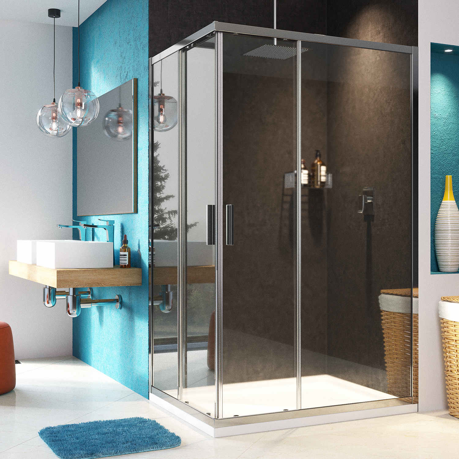 Душевой угол WasserKraft Lippe 45S07 120x90x190, профиль хром, стекло прозрачное