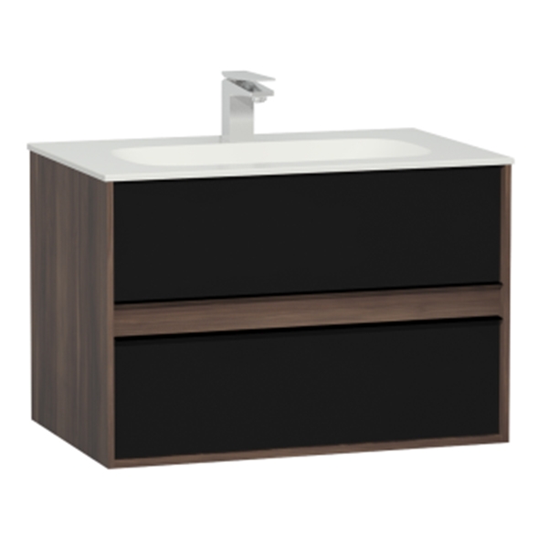 Тумба с раковиной Vitra Metropole 80 подвесная Сливовое дерево Черный