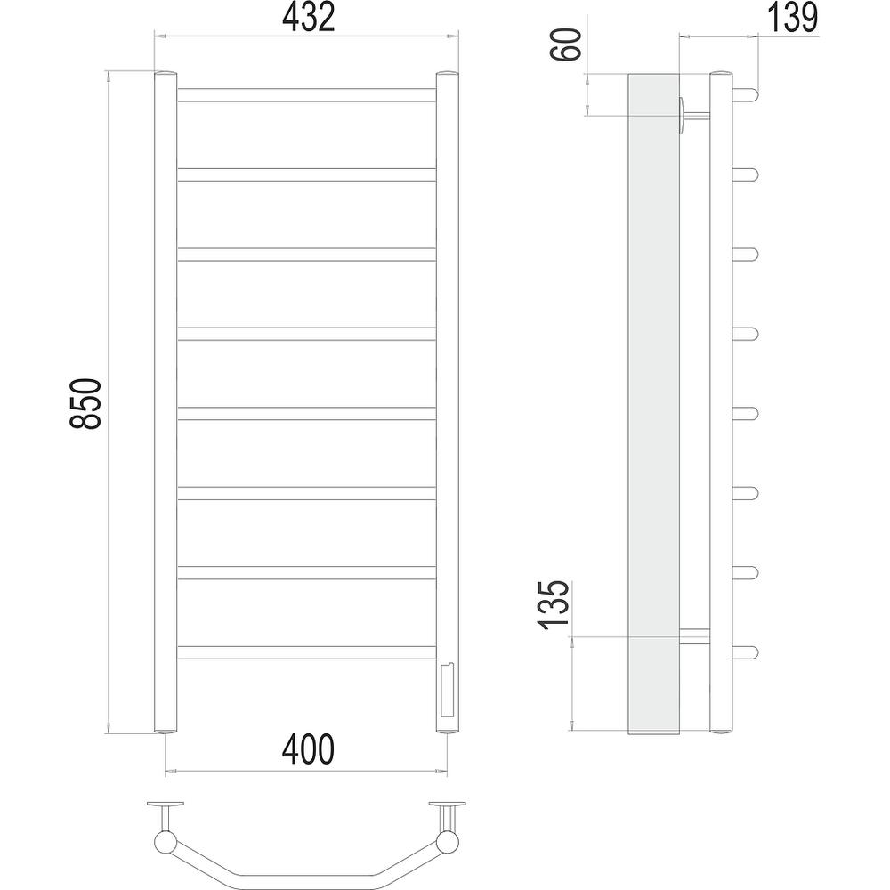 Полотенцесушитель электрический Terminus Виктория П8 40х85