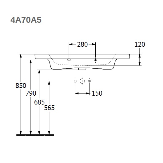 Раковина подвесная 100см Villeroy & Boch Subway 3.0 4A70A501 белый альпин