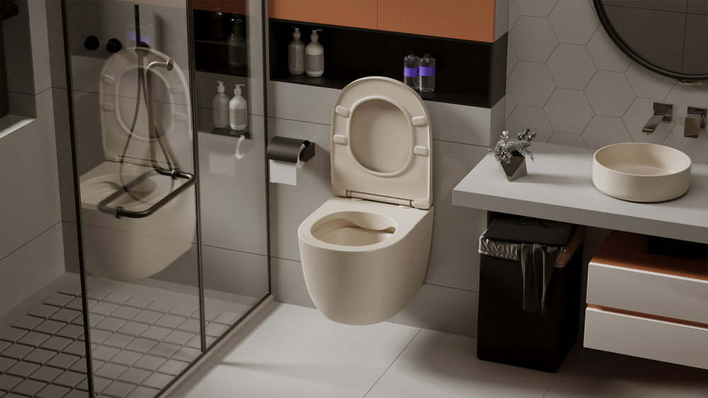 Унитаз ABBER Bequem AC1101MBE подвесной  бежевый матовый, безободковый