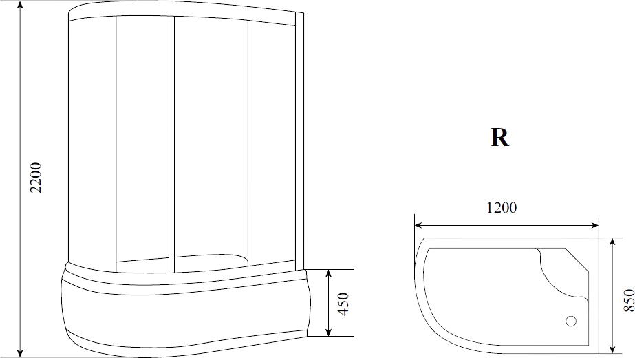Душевая кабина Timo Lux T-7720 R 120x85x220 профиль хром глянцевый, стекло прозрачное