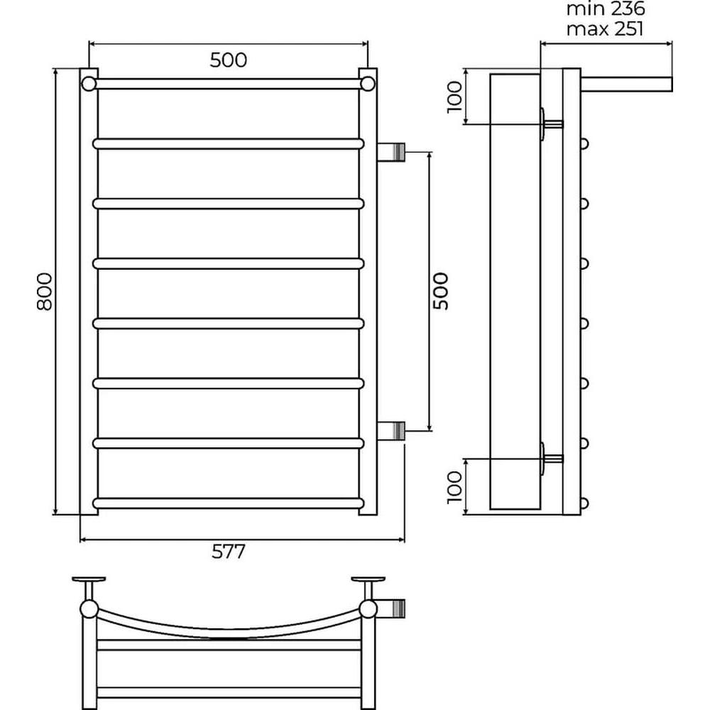 Полотенцесушитель водяной с полкой Terminus Классик П8 50х80