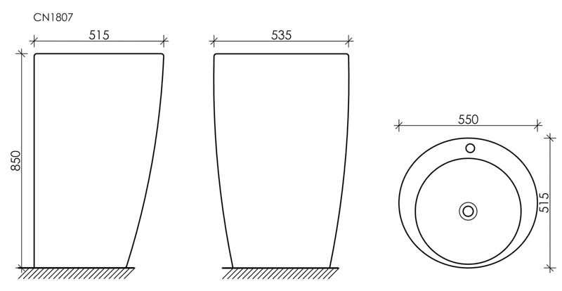 Раковина напольная 55см Ceramica Nova 850 CN1807 белый