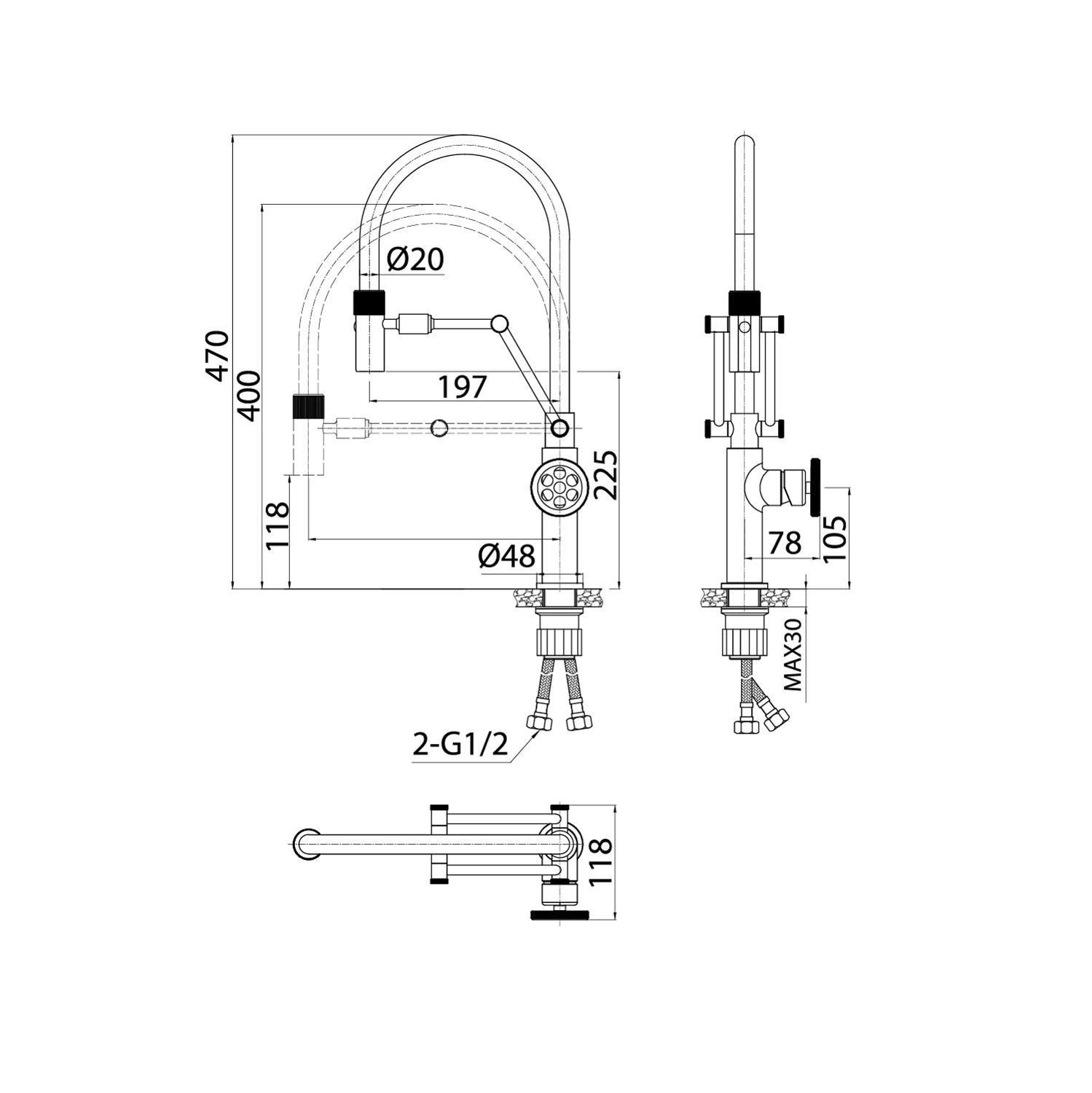 Смеситель для кухни IDDIS Grange GRAGMFLi05 графит/черный