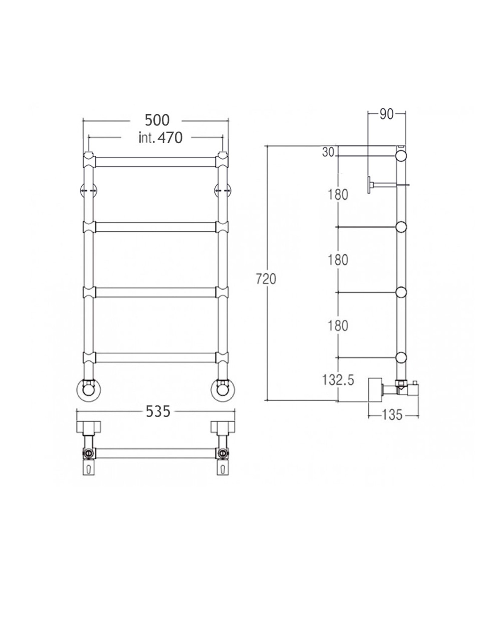 Полотенцесушитель водяной Margaroli Sole 442-4 4424704CRN 720х535 хром