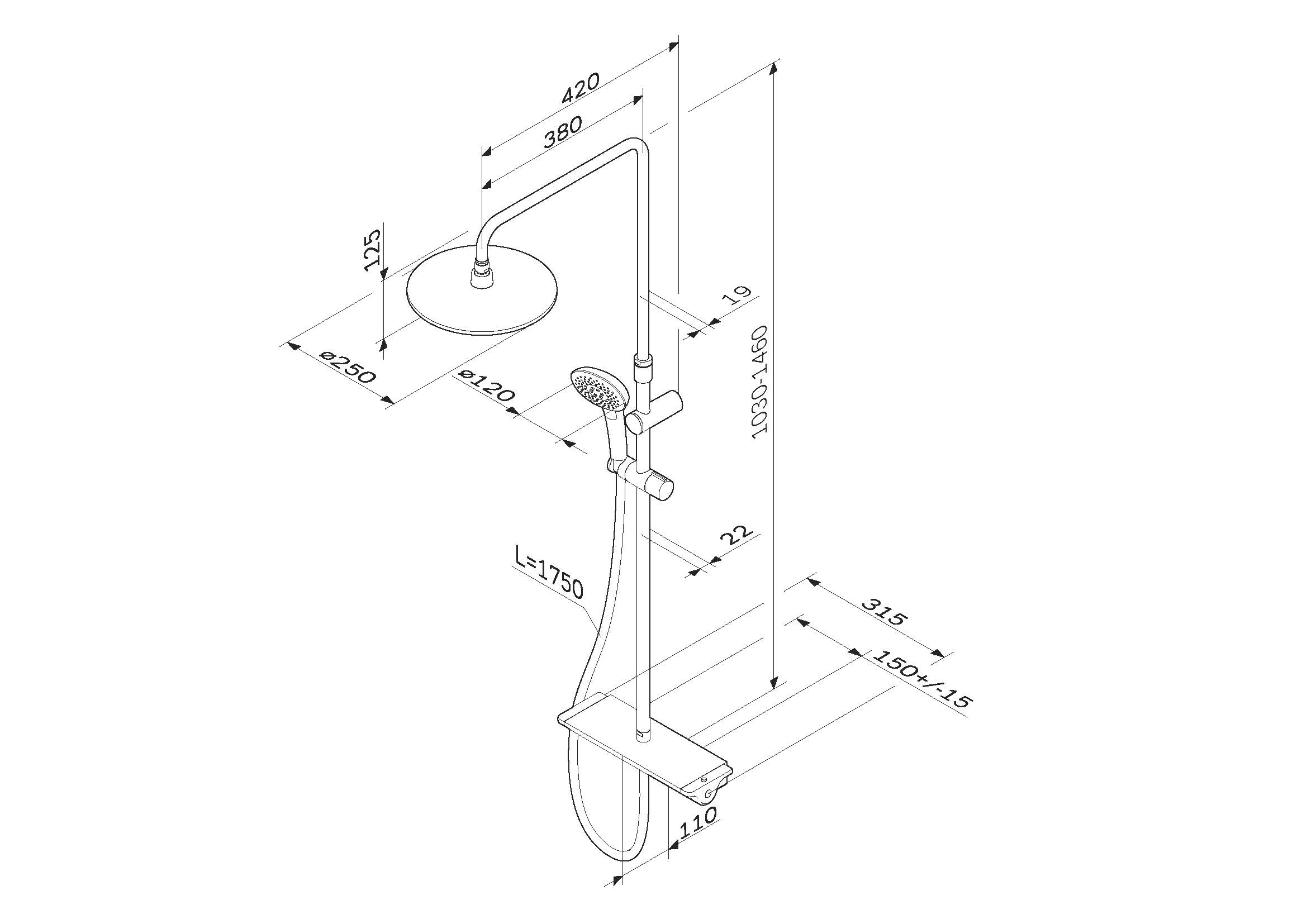 Душевая стойка Am.Pm Spirit 2.0 F0770A400 хром