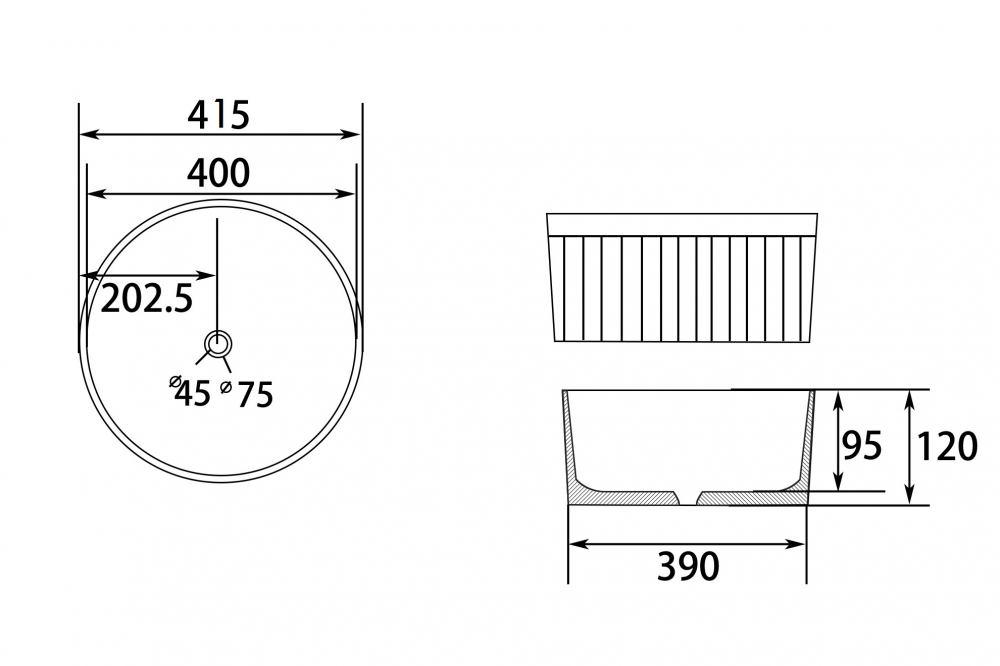 Раковина накладная 40см ABBER BEQUEM AC2114 белый