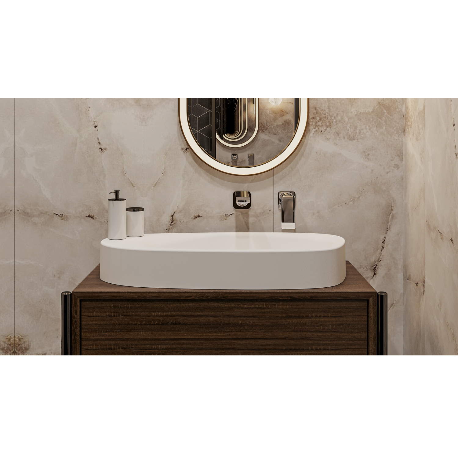 Умывальник WHITECROSS Moonstone F 70x35 (белый мат) иск. камень