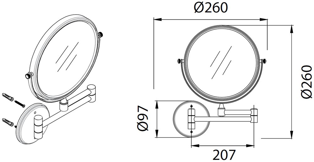 Косметическое зеркало Fixsen Hotel FX-31021 Хром