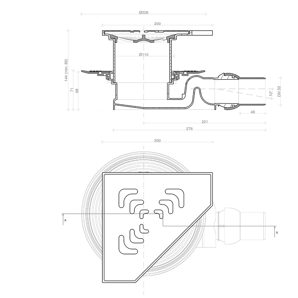 Душевой трап Pestan Confluo Standard 13000014 с решеткой