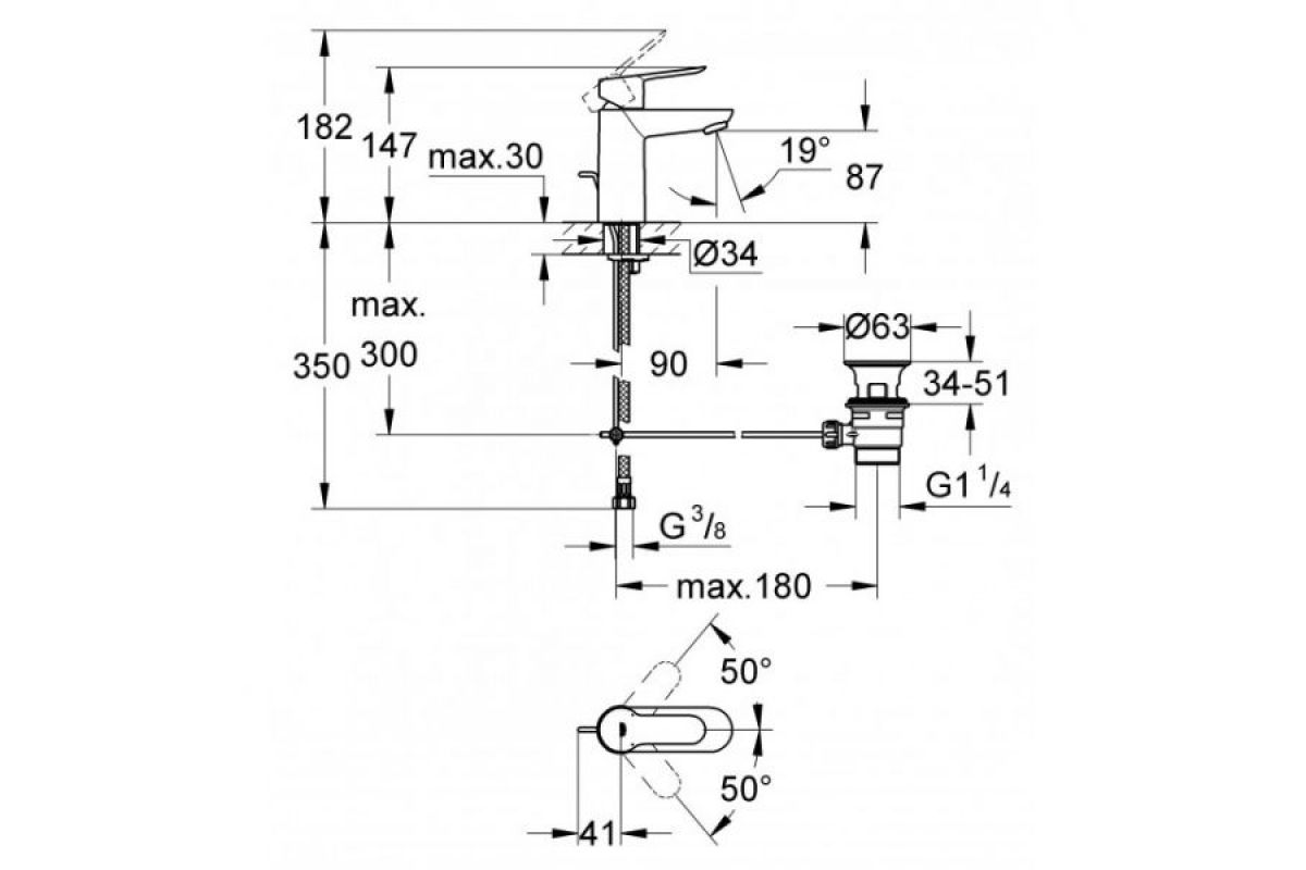 Смеситель для раковины Grohe Bauedge 23328000 хром