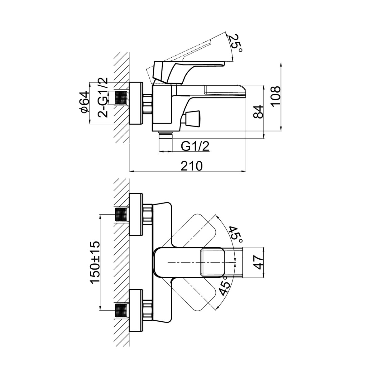 Смеситель для ванны D&K Berlin DA1433515, черный