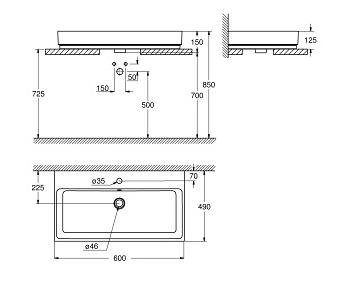 Раковина накладная 60см Grohe Cube Ceramic 3947700H белый