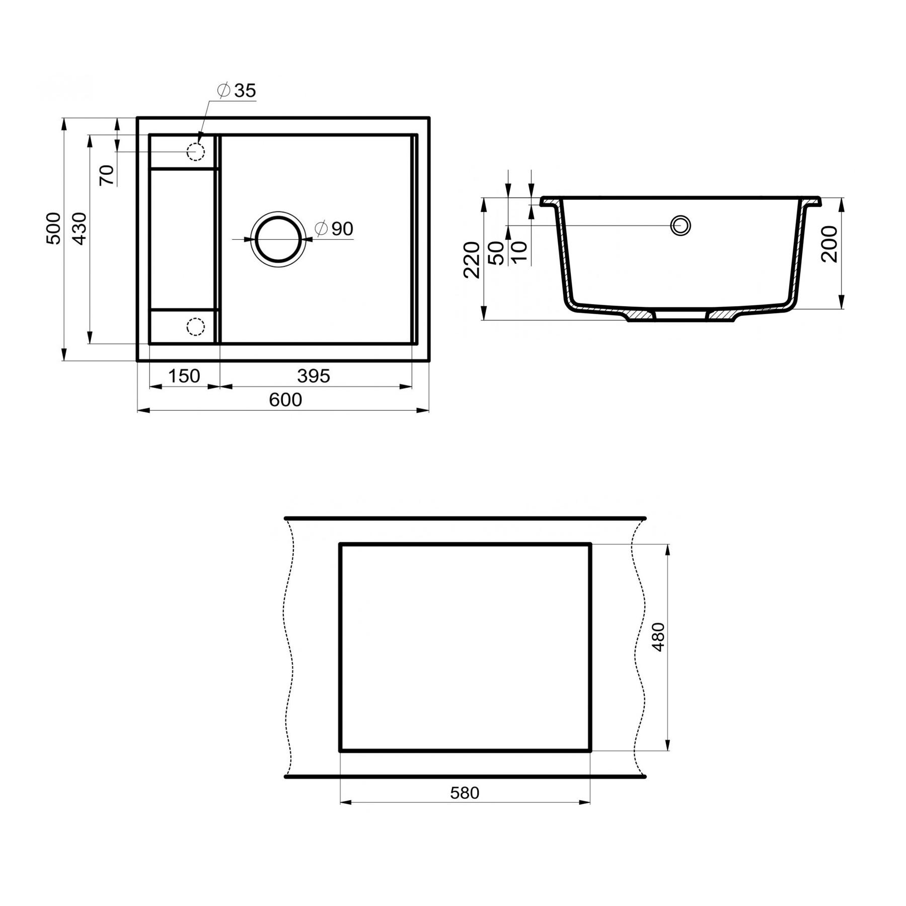 Мойка кухонная Point Римо 60 PN3010GR, графит