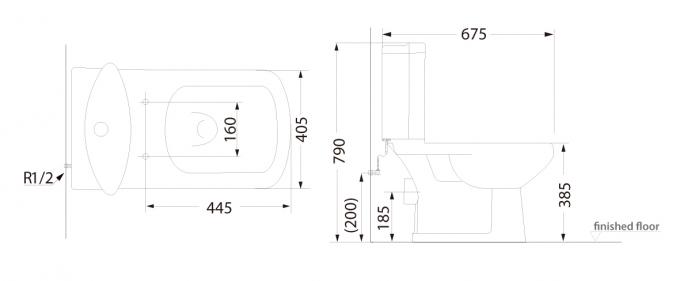 Унитаз напольный унитаз-компакт Creo Ceramique Tours TO1002+TO1003+TO1001 белый