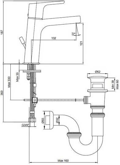 Смеситель для раковины E.C.A Luna 102108947EX хром