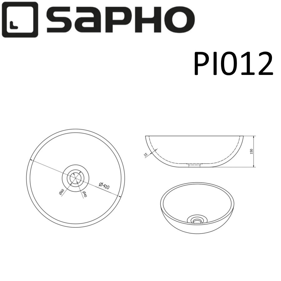 Раковина накладная 42см SAPHO PRIORI PI012 синий