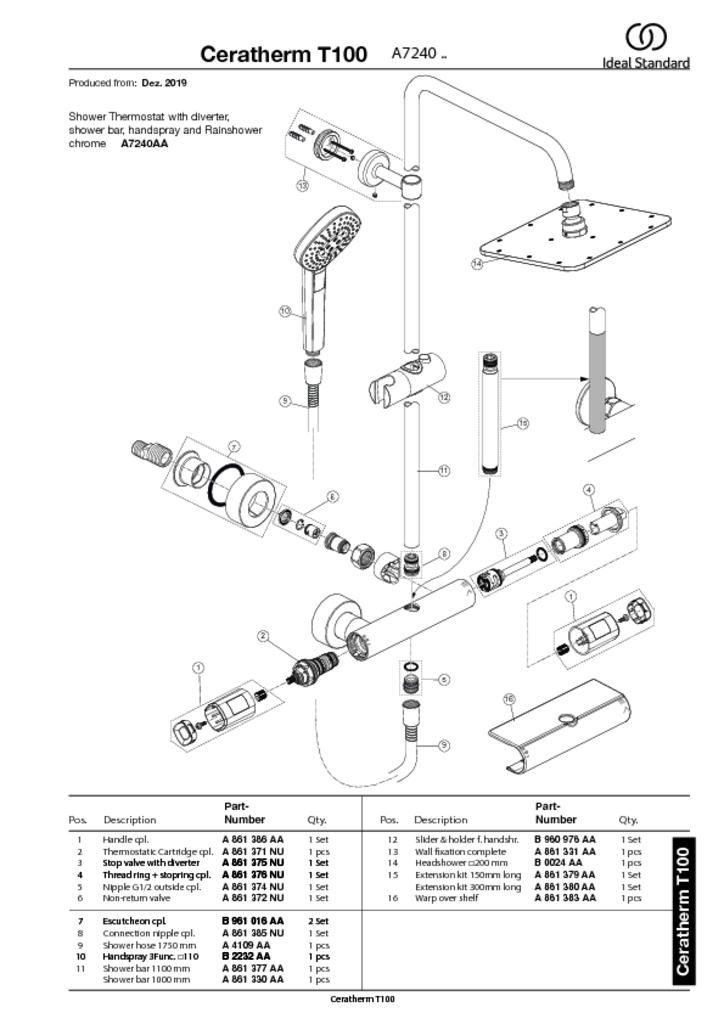 Душевая стойка Ideal Standard  CERATHERM T100 A7240AA хром