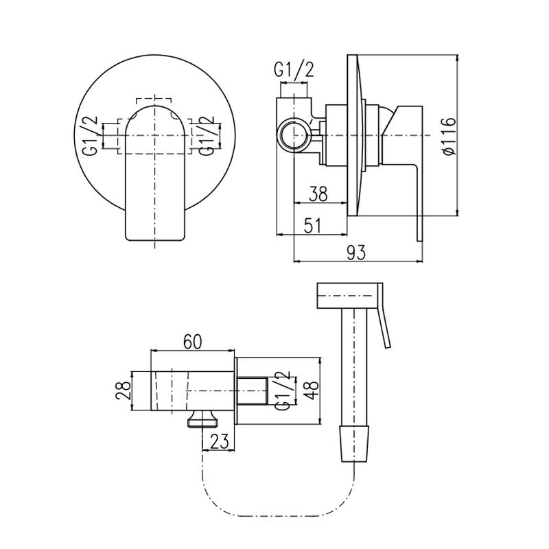 Гигиенический душ со смесителем Rav Slezak VLTAVA VT442, хром
