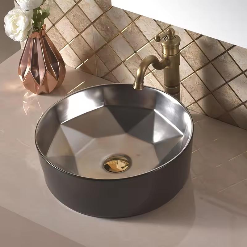 Раковина накладная 41см Point Феникс PN43151BC черный/хром