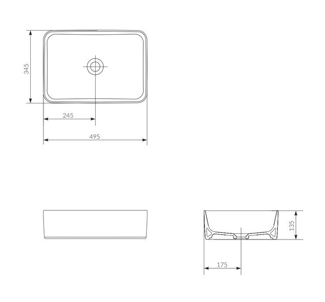 Раковина накладная 50см Cersanit Crea 50 Rectangular UM-CRE50/1-oc-RC белый