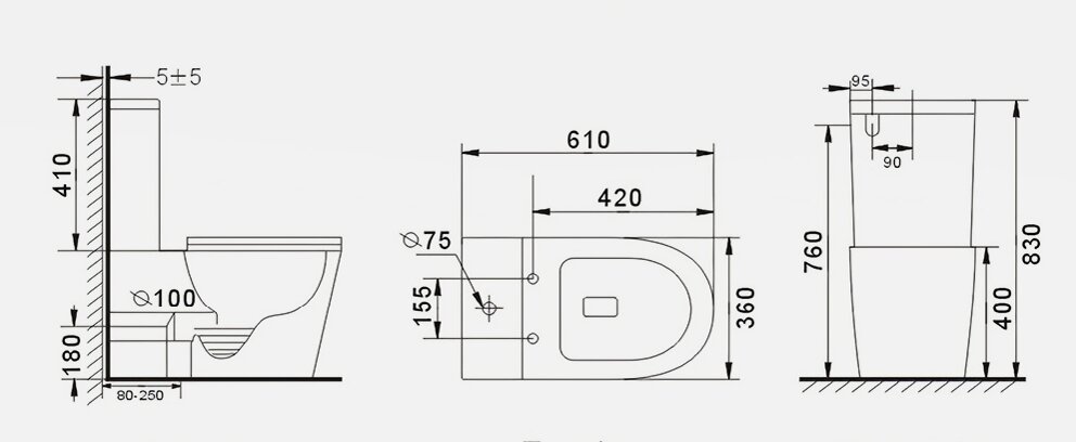 Унитаз напольный безободковый GID Tr2179 с сиденьем микролифт, белый