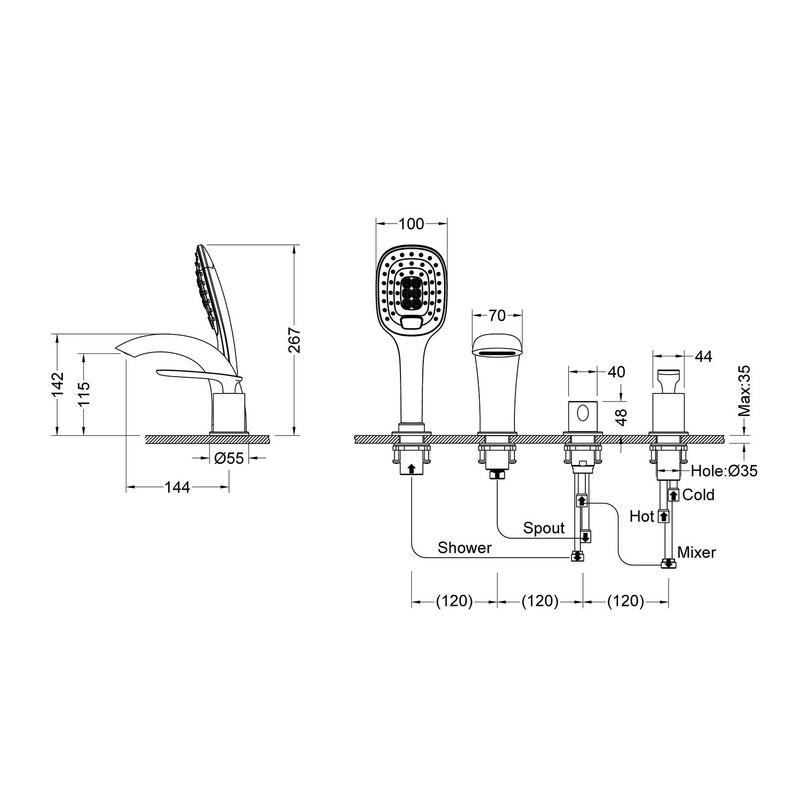 Смеситель для ванны с душем Timo Helmi 4020/03Y черный матовый