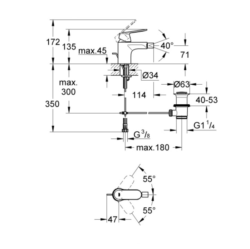 Смеситель для биде Grohe Eurosmart Cosmopolitan 32839000 хром