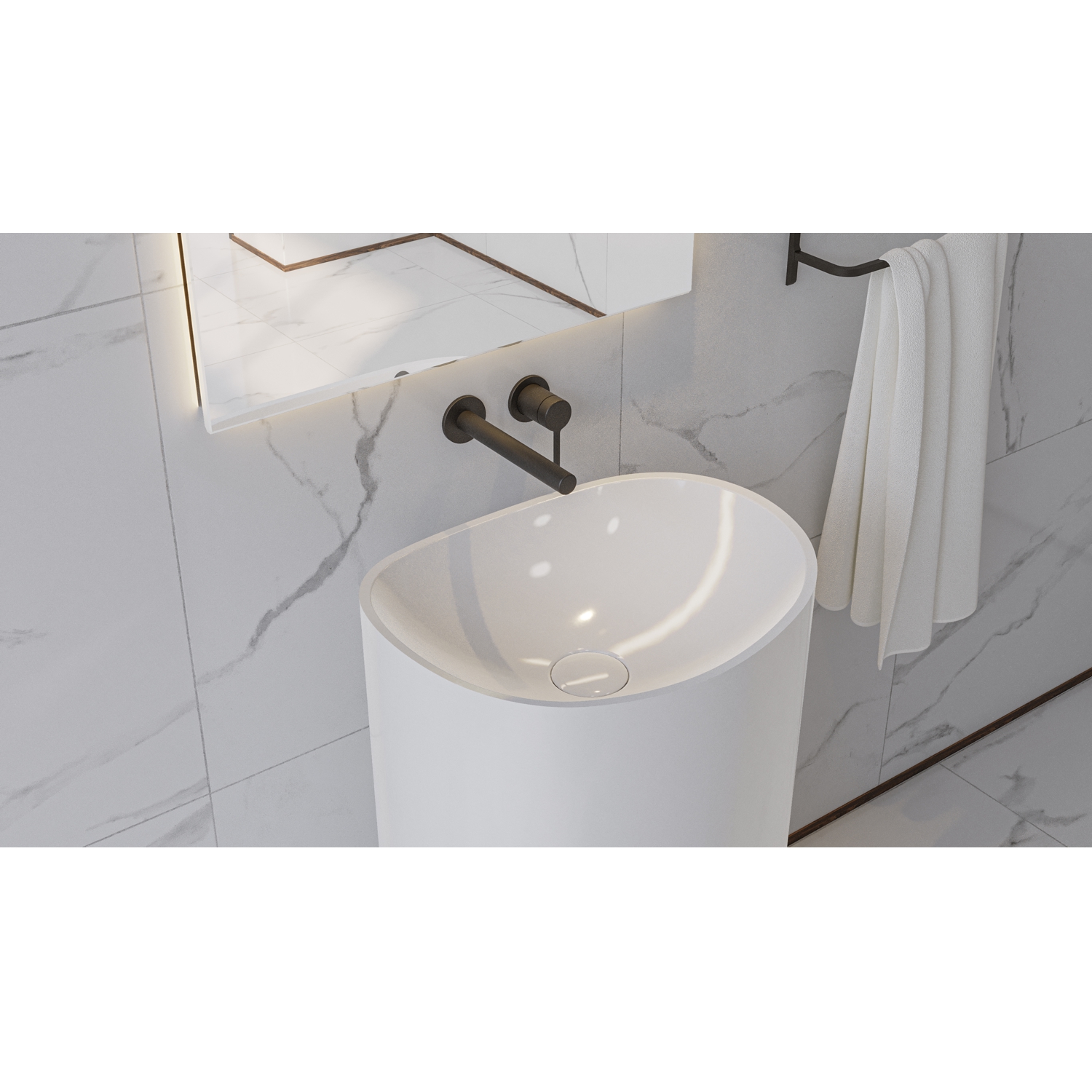 Умывальник WHITECROSS Stella 50x40 (белый глянец) иск. камень