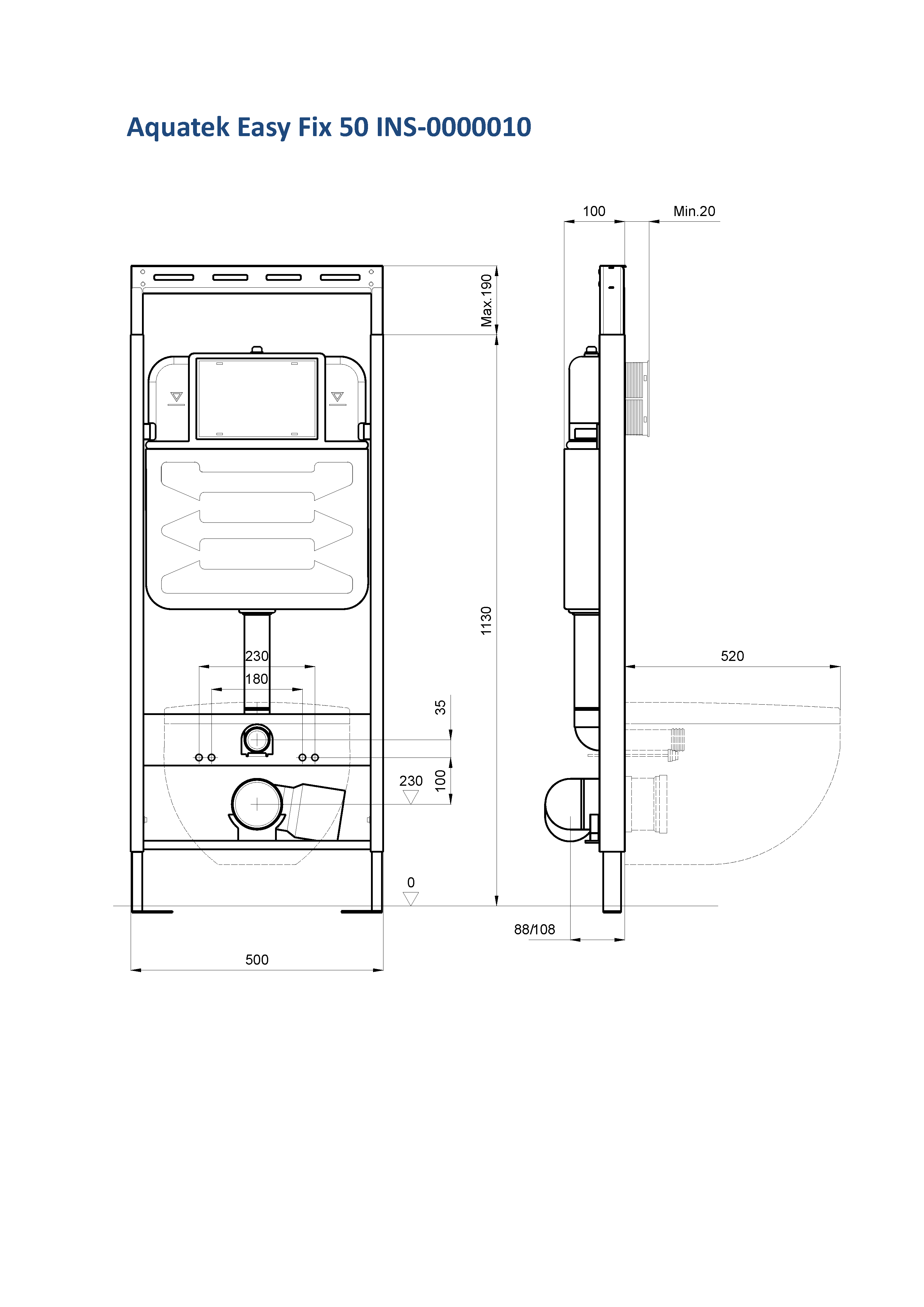 Set AQUATEK ЕВРОПА (рама  INS-0000010 Easy Fix 50+звукоизоляционная прокладка+унитаз ЕВРОПА AQ1901-00+тонкое сиденье с механизмом плавного закрывания)