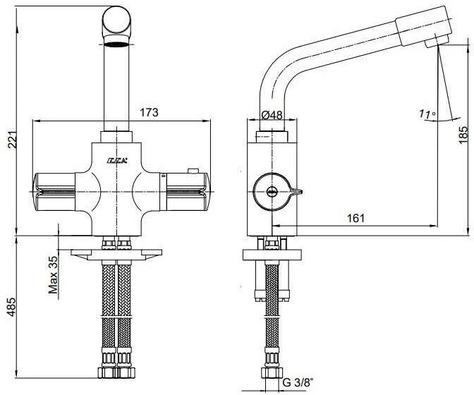 Термостат для раковины E.C.A Thermostatic 102108730EX хром
