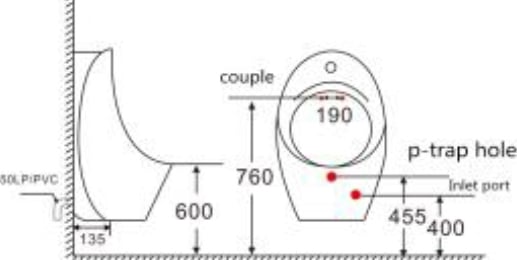 Писсуар подвесной SantiLine  SL-6001 белый, скрытый подвод воды