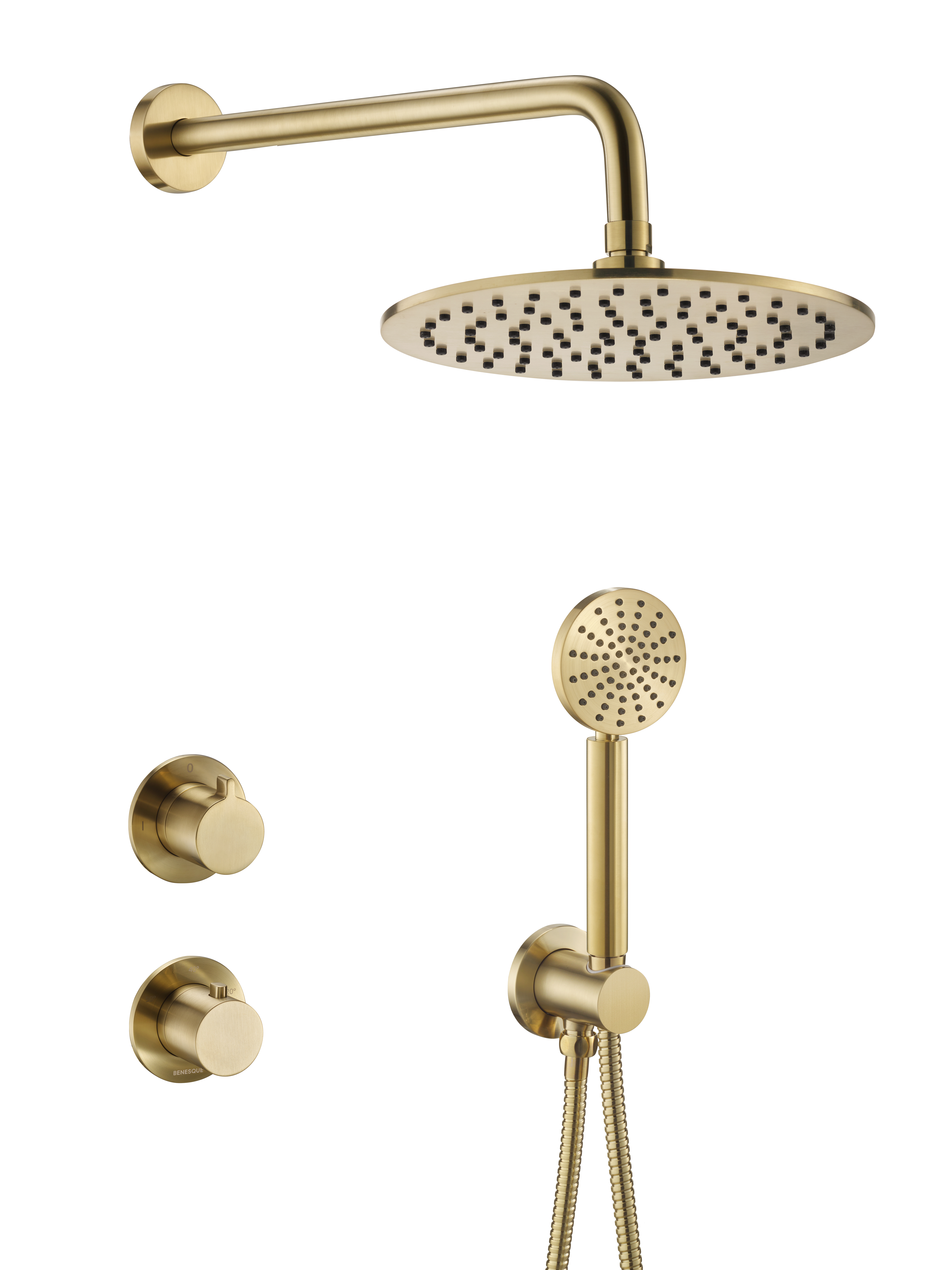 Встраиваемая душевая система с термостатом Benesque Lumiere 21011404 латунь брашированная