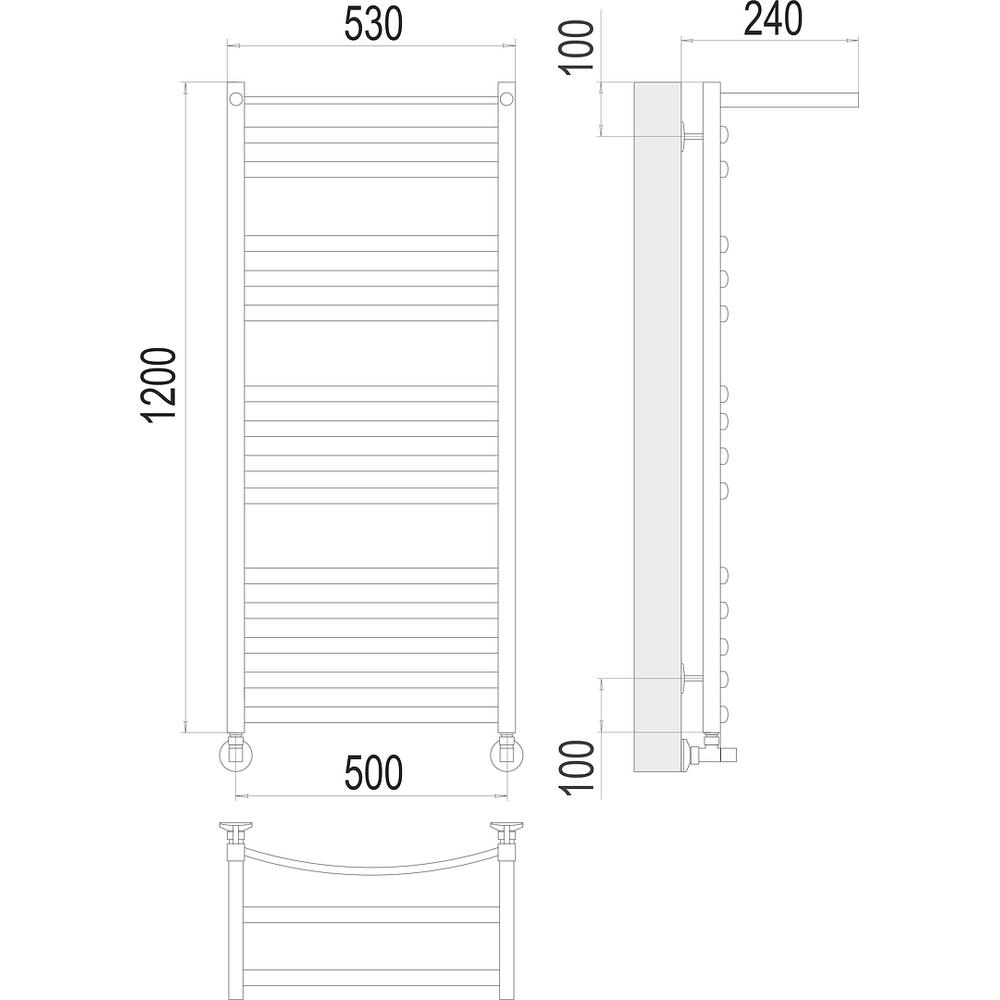 Полотенцесушитель водяной с полкой Terminus Енисей П15 50х120