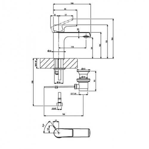 Смеситель для раковины Villeroy & Boch Liberty TVW10700100061 хром