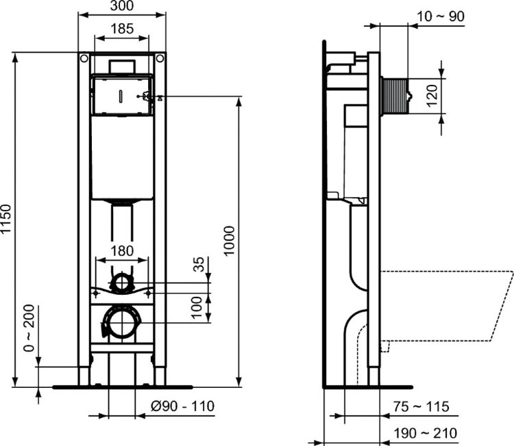 Инсталляция для подвесных унитазов Ideal Standard PROSYS ECO FRAME E233267