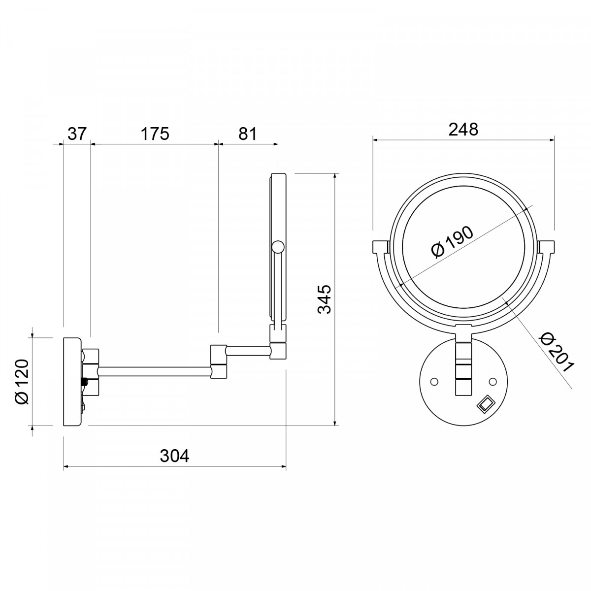 Косметическое зеркало с 5-ти кратным увеличением и подсветкой Timo Saona 13376/17 золото матовое