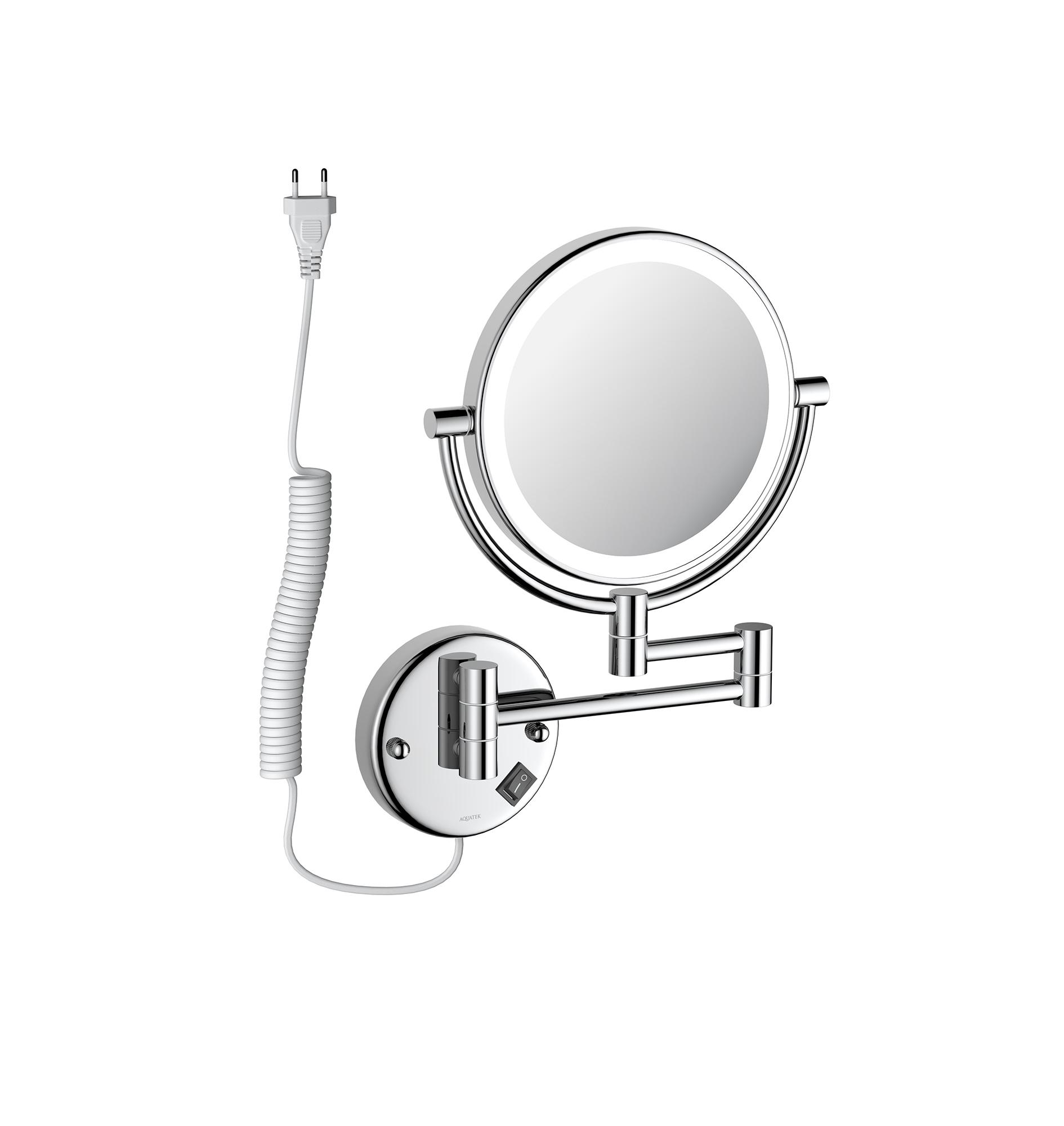 Зеркало косметическое с 5-ти кратным увеличением и подсветкой Aquatek AQ4915CR хром