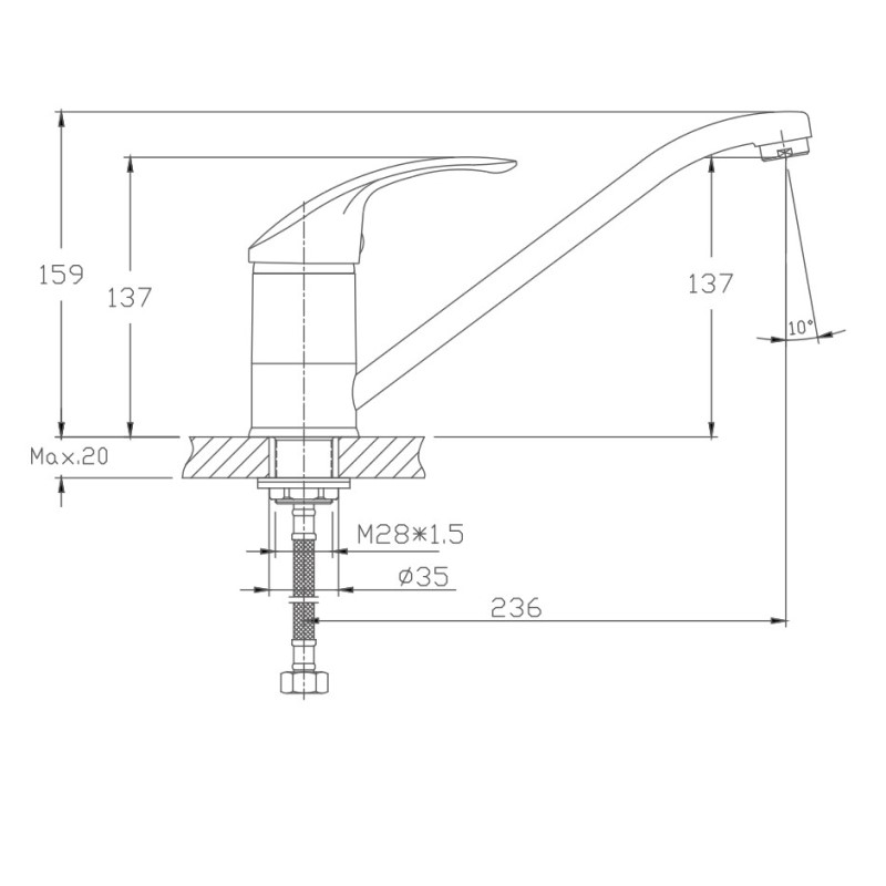 Смеситель для кухни Haiba HB4921-8, серый