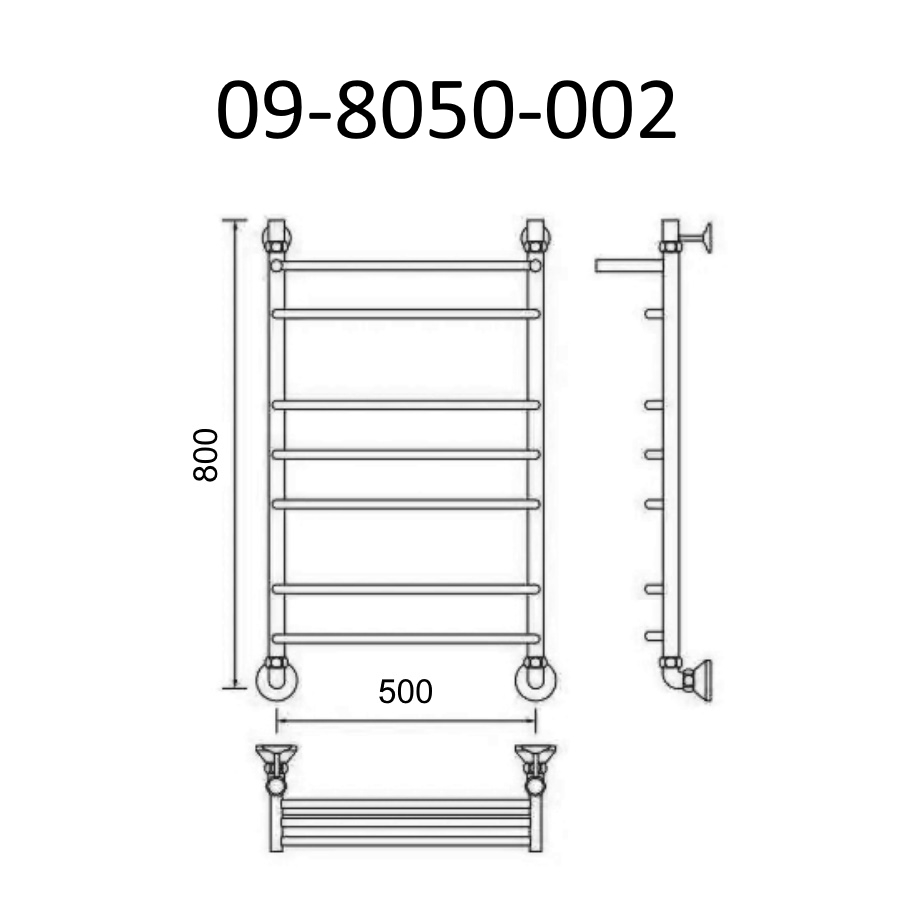 Полотенцесушитель водяной с полкой Маргроид Вид 9 80х50 хром