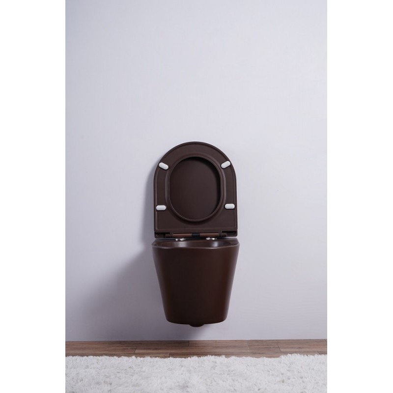 Унитаз подвесной Esbano CLAVEL коричневый матовый, с сиденьем микролифт