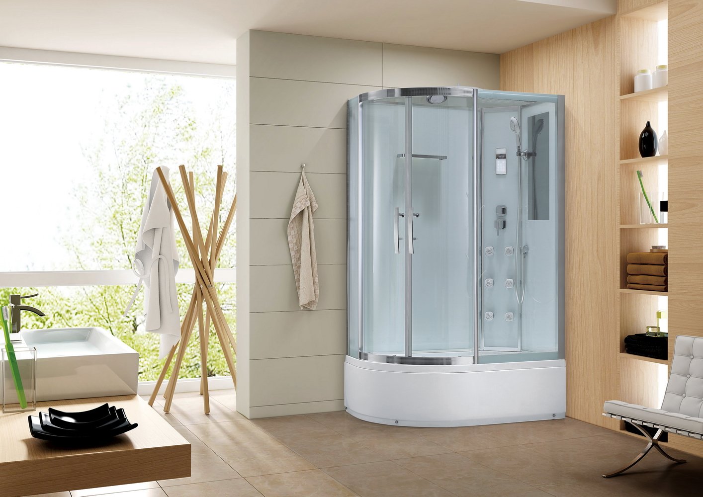 Душевая кабина Black&White G5507-L 120x80x220 профиль хром глянцевый, стекло прозрачное