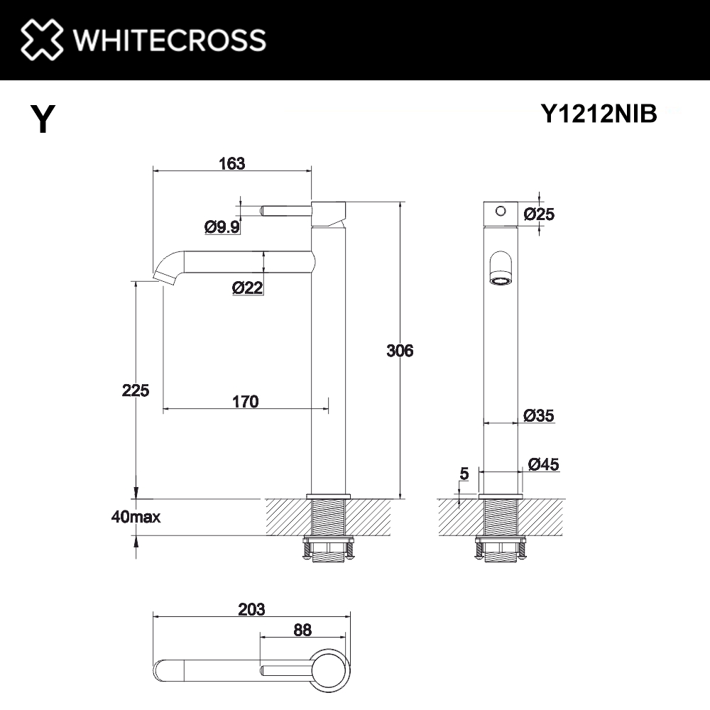 Смеситель для умывальника WHITECROSS Y Y1212NIB (брашированный никель)