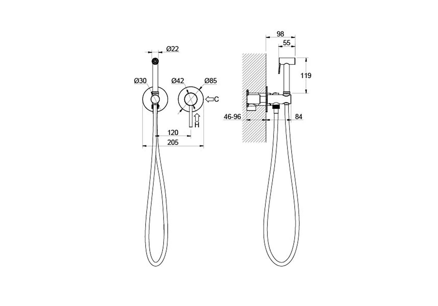 Гигиенический душ со смесителем Aquatek Европа AQ1319CR хром