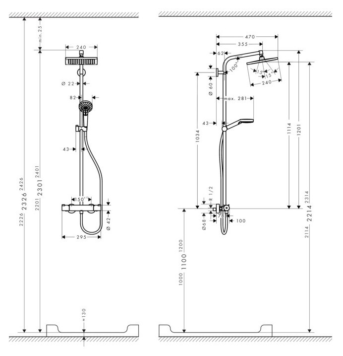 Душевая стойка Hansgrohe Crometta E 27281000 хром