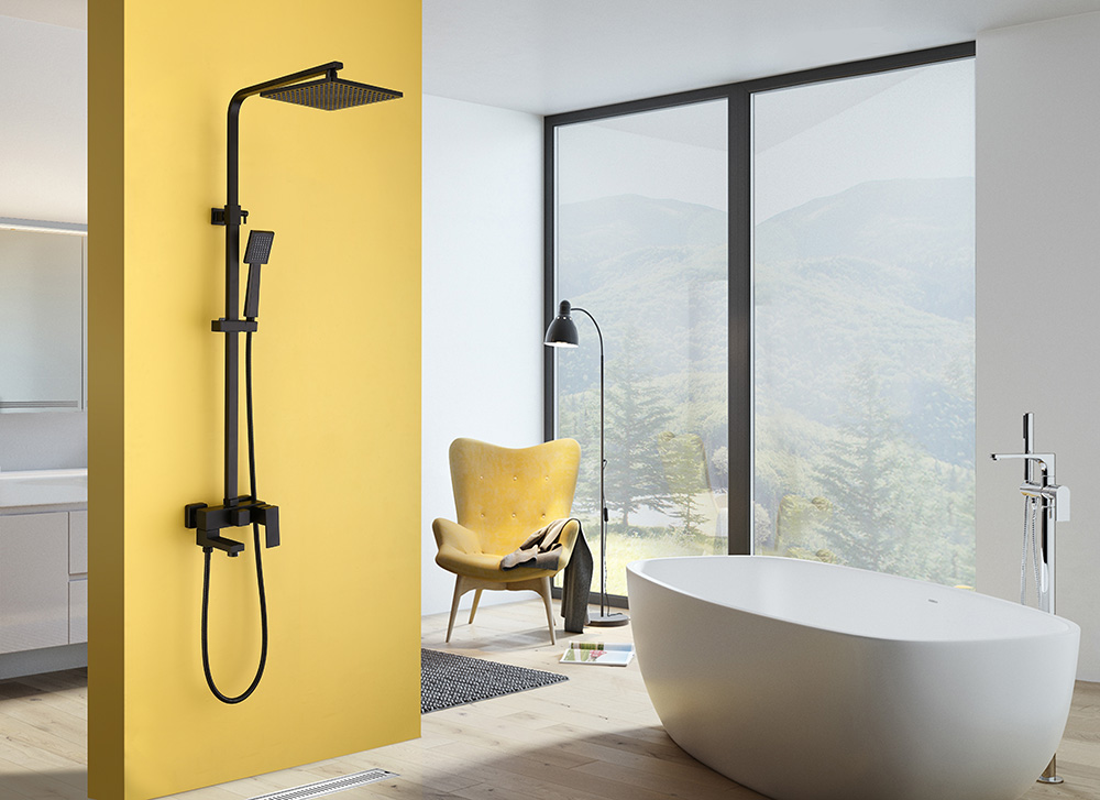 Душевая стойка со смесителем ABBER AF8216B черный матовый