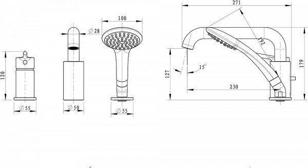 Смеситель для ванны с душем Bravat Iguassu F5173218CP-1-RUS хром