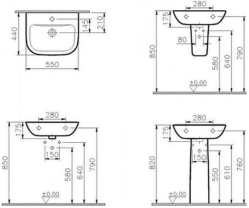 Раковина подвесная 55см Vitra S20 5502B003-0001 белый